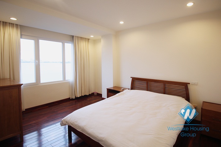 Lake view balcony apartment for rent in Yen Phu Village, Tay Ho