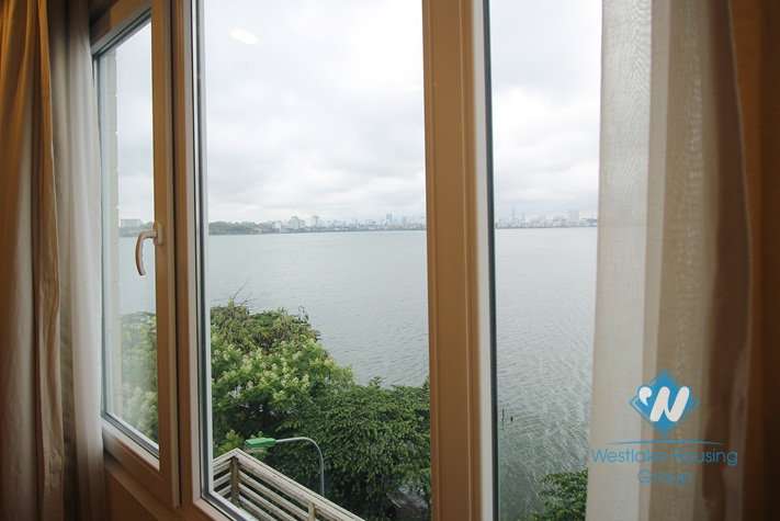 Lake view balcony apartment for rent in Yen Phu Village, Tay Ho