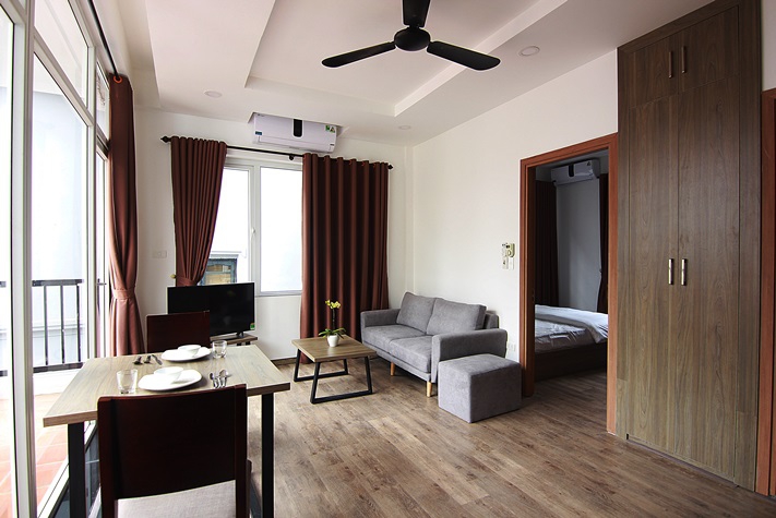 Balcony apartment for rent at No 2 lane 32/18 To Ngoc Van Street, Tay Ho, Hanoi