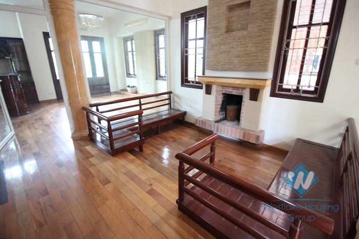 Beautiful villa for rent on Dang Thai Mai, Tay Ho with large ground terrace with greenary, 5 mins walk to Westlake