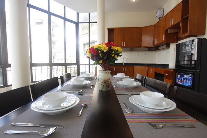 Duplex serviced apartment for rent in Truc Bach area, Ba Dinh, Hanoi.