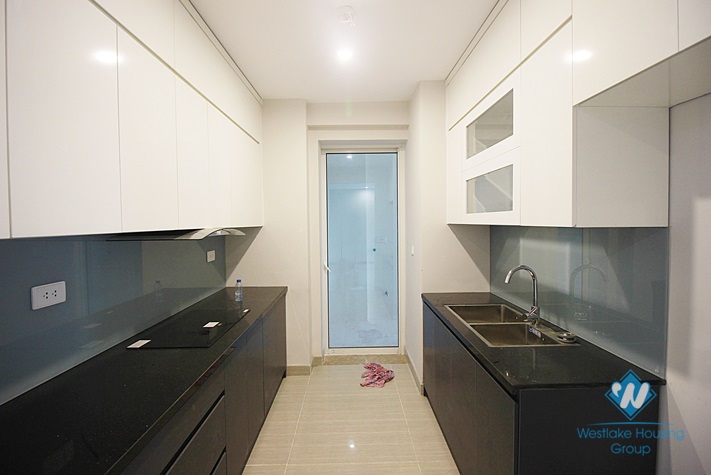 An unfurnished three-bedroom apartment in Ciputra, Tay Ho district, Hanoi