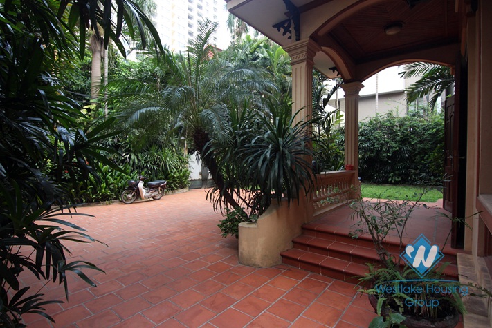 Nice house with large courtyard for rent in Tay Ho area, Westlake, Hanoi, Vietnam.