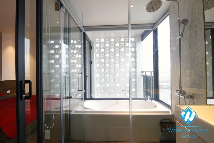 A modern serviced apartment with beautiful city view for rent in Ba Dinh District 