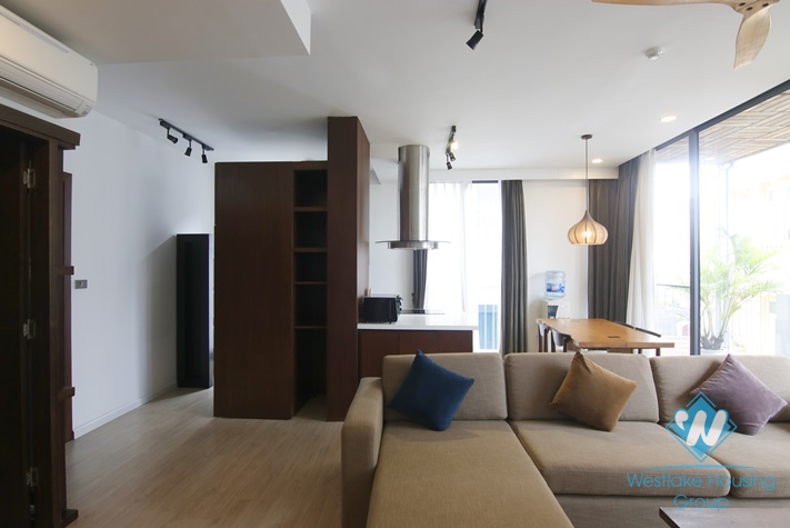 Serviced apartment with long balcony for rent in Kim Ma, Ba Dinh