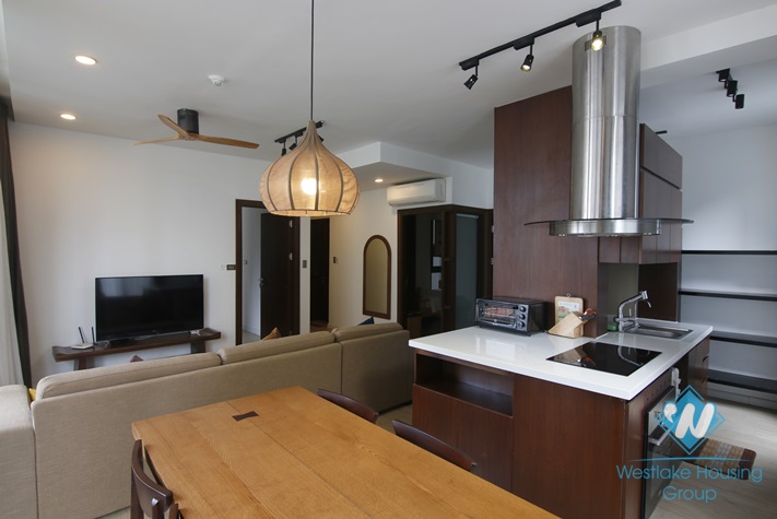 Serviced apartment with long balcony for rent in Kim Ma, Ba Dinh