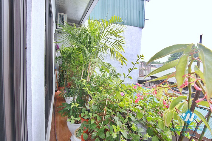Green house with big yard for rent in An Duong, Tay Ho area