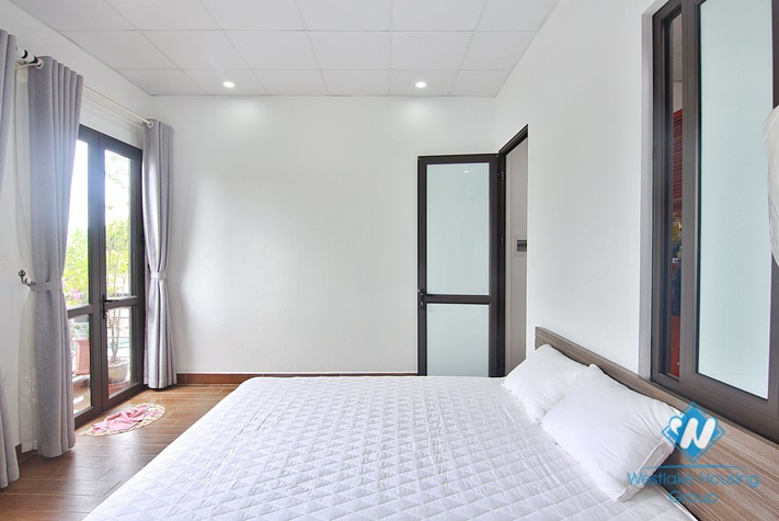 Green house with big yard for rent in An Duong, Tay Ho area