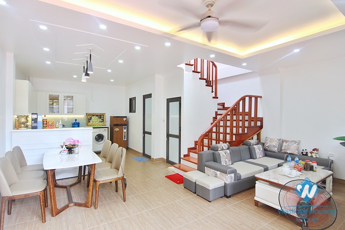 Green house with big yard for rent in An Duong, Tay Ho area