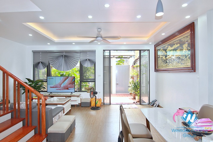 Green house with big yard for rent in An Duong, Tay Ho area