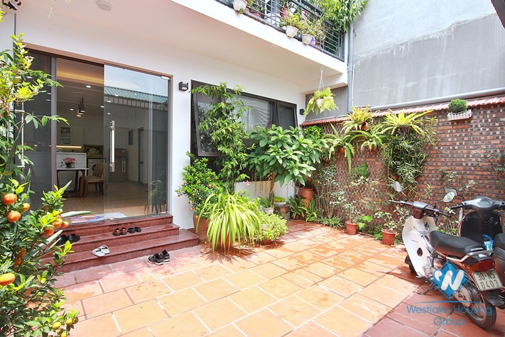 Green house with big yard for rent in An Duong, Tay Ho area