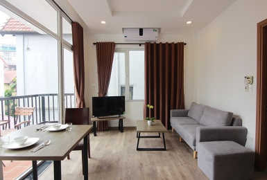 Balcony apartment for rent at No 2 lane 32/18 To Ngoc Van Street, Tay Ho, Hanoi