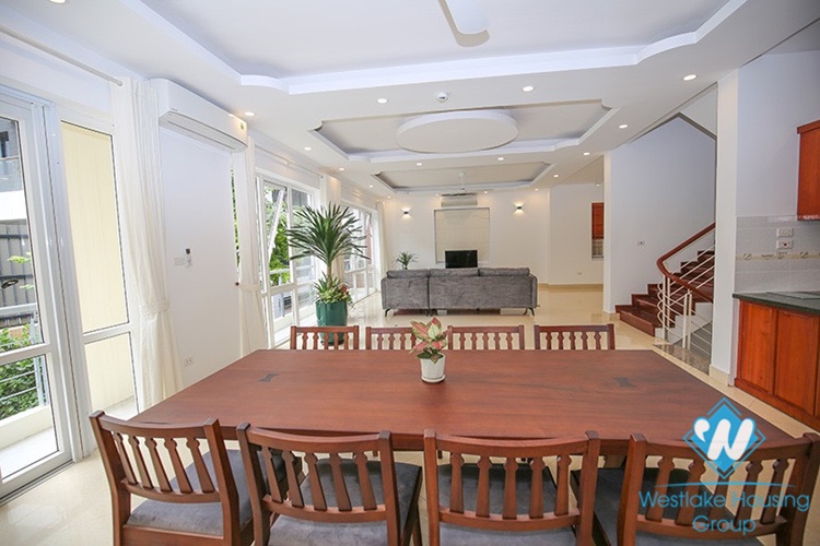 Gorgeous house with front yard and top terrace and lake view for rent in Tay Ho, Hanoi