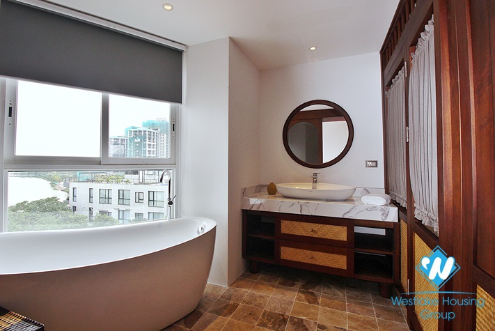Janpanese style and lake view 3 beds apartment in Dang Thai Mai, Tay Ho for lease