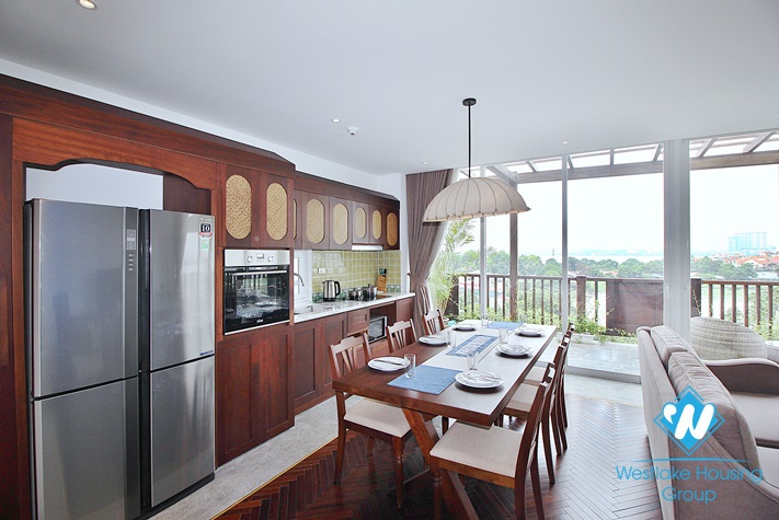 Janpanese style and lake view 3 beds apartment in Dang Thai Mai, Tay Ho for lease
