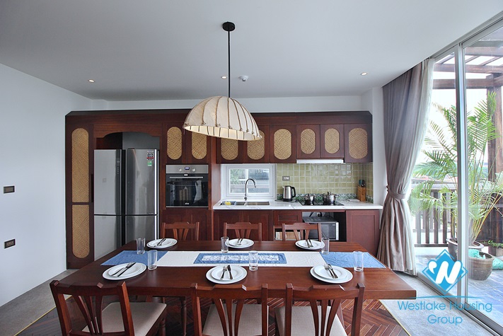 Janpanese style and lake view 3 beds apartment in Dang Thai Mai, Tay Ho for lease