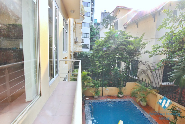 Large house with outside swimming pool for rent in Westlake area, Tay Ho district, Hanoi- unfurnished.