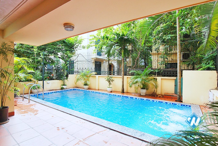 Large house with outside swimming pool for rent in Westlake area, Tay Ho district, Hanoi- unfurnished.