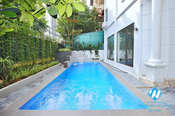 Outdoor pool four bedrooms house for lease in  Au Co st, Tay Ho