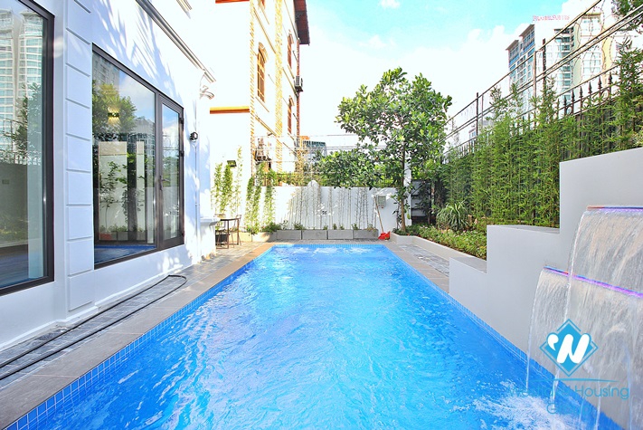 Outdoor pool four bedrooms house for lease in  Au Co st, Tay Ho