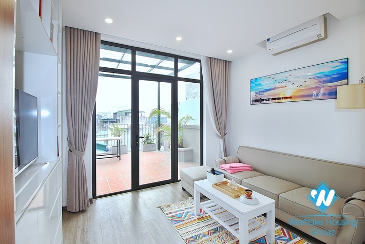 Huge balcony 1 bedroom apartment for rent in To Ngoc Van st, Tay Ho