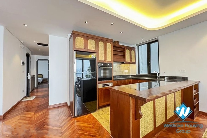 Lake view and Indochina style 3 beds apartment for rent in Dang Thai Mai st, Tay Ho
