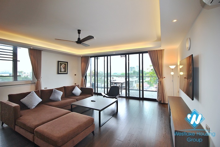High floor and spacious 3 bedrooms apartment for rent in Quang Khanh, Tay Ho, Ha Noi