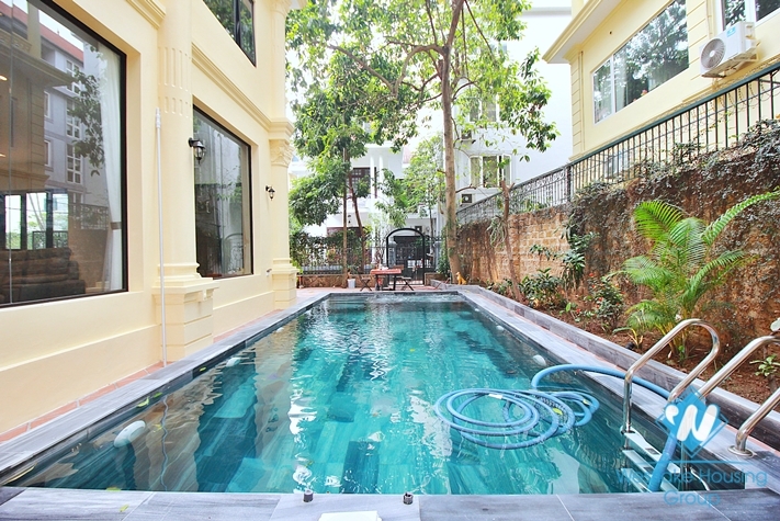 Garden house with out-door pool for rent in To Ngoc Van st, Tay Ho