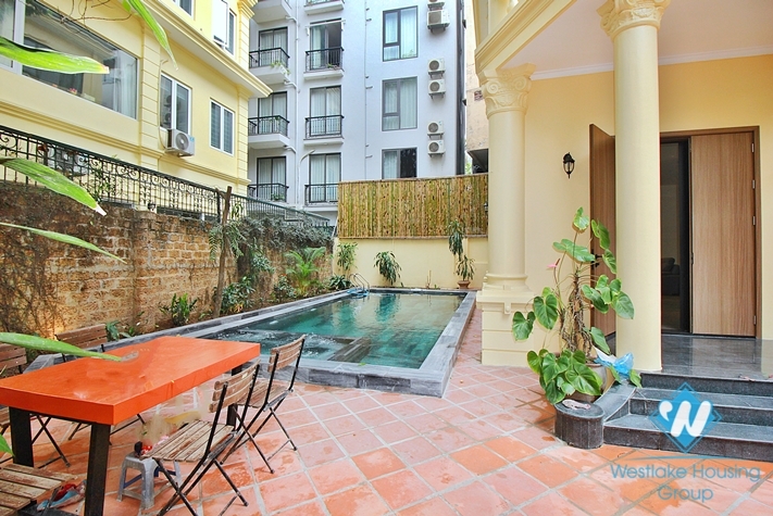Garden house with out-door pool for rent in To Ngoc Van st, Tay Ho