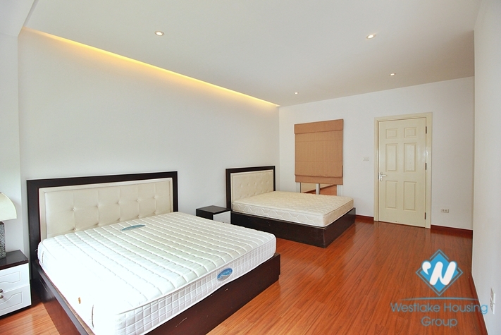 Semi-furnished 4 bedrooms house with big yard for rent in Tay Ho ward, Ha Noi