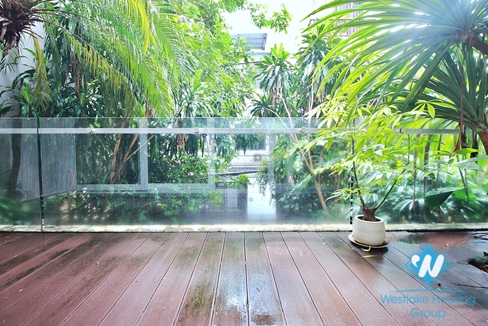 Semi-furnished 4 bedrooms house with big yard for rent in Tay Ho ward, Ha Noi
