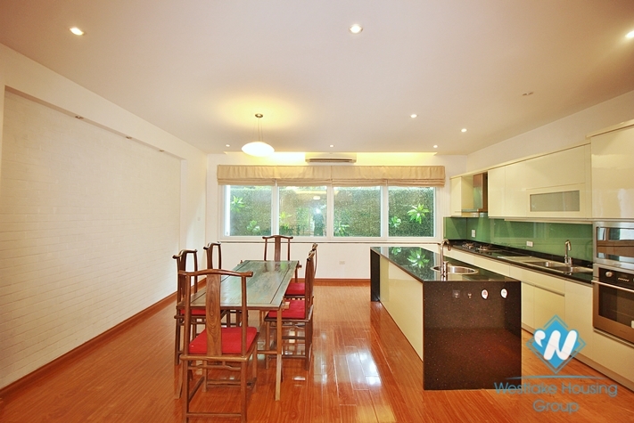 Semi-furnished 4 bedrooms house with big yard for rent in Tay Ho ward, Ha Noi