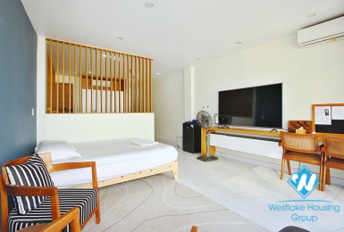 Duplex 1 bedroom lake view apartment for rent in Xuan Dieu st, Tay Ho district.
