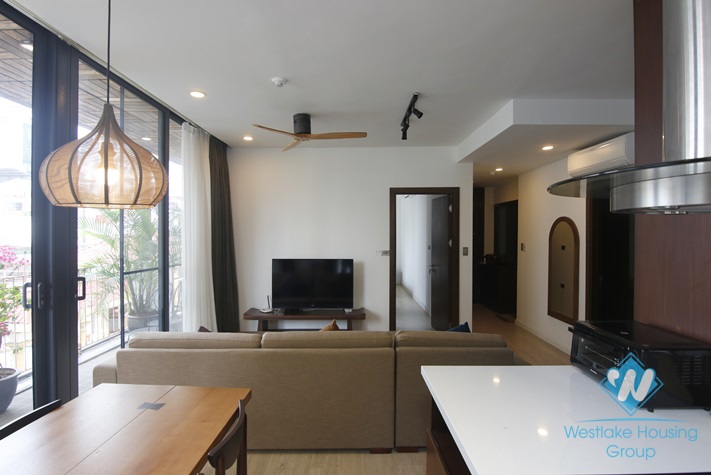 Serviced apartment with long balcony for rent in Kim Ma, Ba Dinh